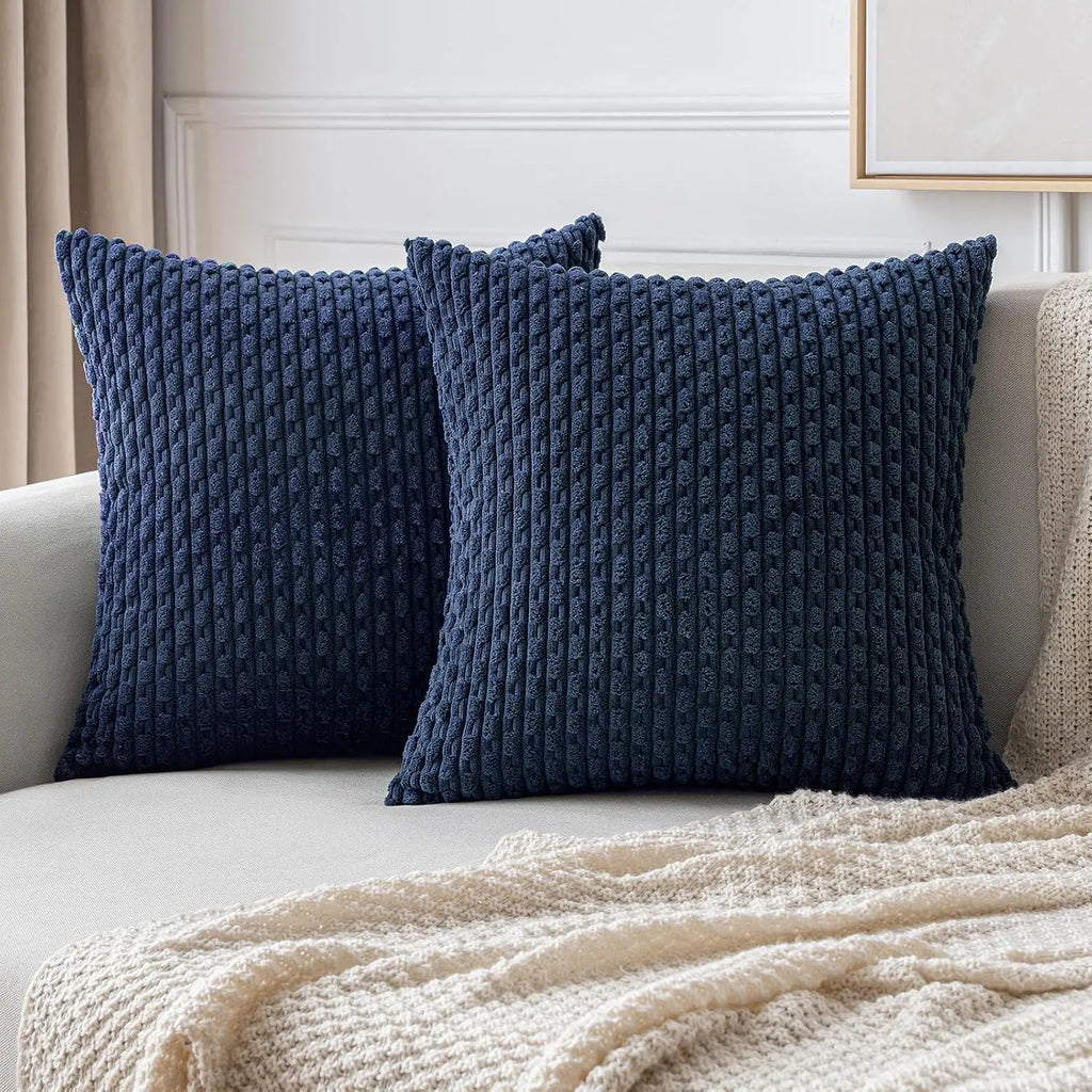 Corduroy Cushion Cover Soft Ribbed Boho Throw Pillow Cover with Hidden Zip Textured Striped Pillowcase for Sofa | Bed and Armchair