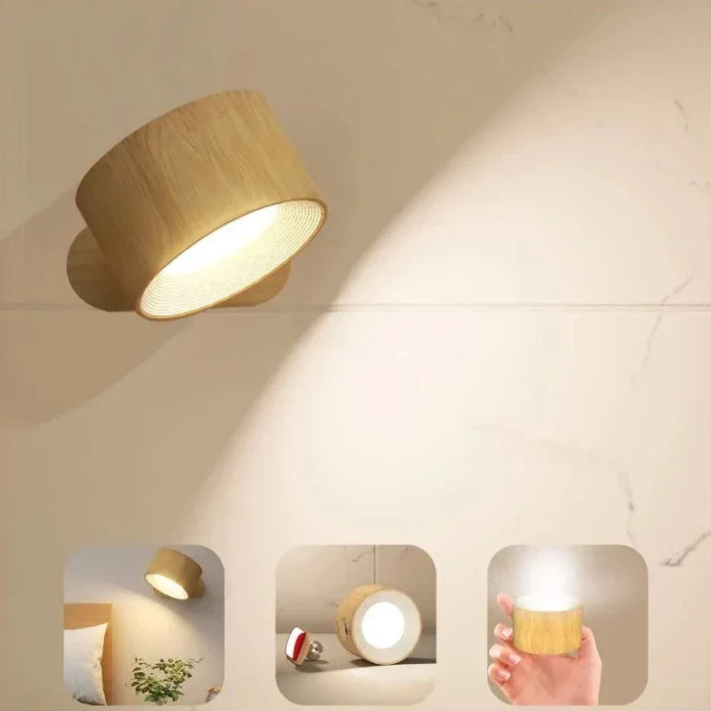 Cordless LED Wall Light Rechargeable Magnetic Wall Lamp with Rotating Head Dimmable Touch or Remote Control for Bedroom | Hallway and Stairs