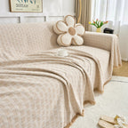 Extra Large Reversible Sofa Cover Soft Washable Woven Sofa Throw with Tassel Fringe for High Back Sofas and Large Couches