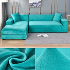 Velvet Stretch Sofa Cover Elastic Non-Slip Plush Couch Slipcover Soft Machine Washable Furniture Protector for Living Room