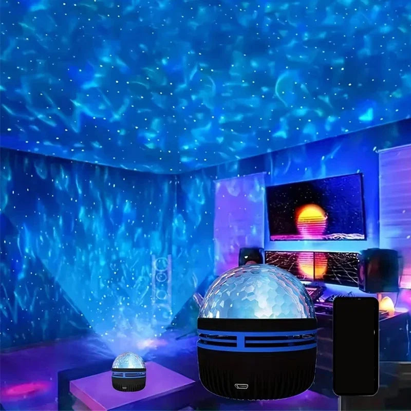 Aurora Projector Night Light Northern Lights Mood Lamp with Music Sync and Remote Control USB Rechargeable for Bedroom | Gaming Room and Parties