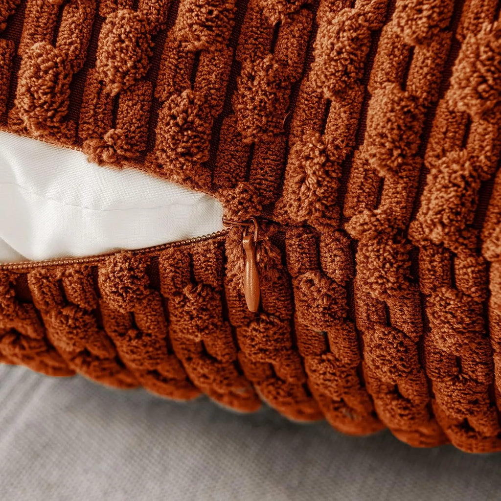 Corduroy Cushion Cover Soft Ribbed Boho Throw Pillow Cover with Hidden Zip Textured Striped Pillowcase for Sofa | Bed and Armchair