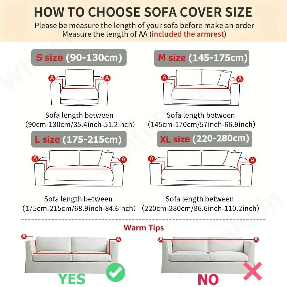 Non-Slip Stretch Sofa Cover Jacquard Elastic Couch Slipcover Soft Machine Washable Furniture Protector Against Pet Hair and Stains