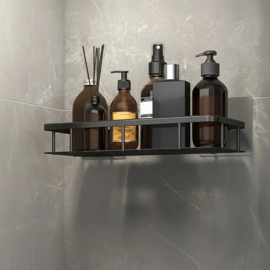Adhesive Bathroom Shelf Drill-Free Shower Caddy Stainless Steel Wall Shelf Organiser for Shampoo and Toiletries