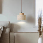 Nordic Travertine Pendant Light With Natural Stone Shade