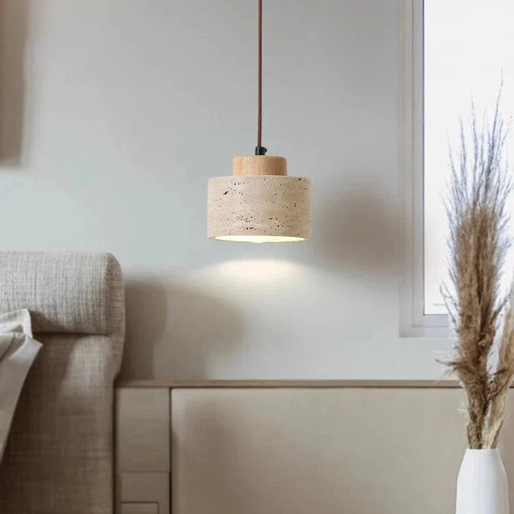 Nordic Travertine Pendant Light With Natural Stone Shade
