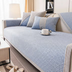Non-Slip Sofa Cover Cotton Linen Quilted Sofa Throw Breathable Couch Protector with Latex Grip for All Seasons