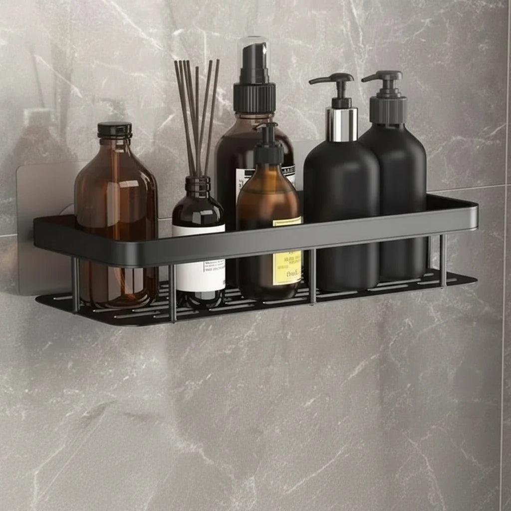 Adhesive Bathroom Shelf Drill-Free Shower Caddy Stainless Steel Wall Shelf Organiser for Shampoo and Toiletries