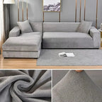Velvet Stretch Sofa Cover Elastic Non-Slip Plush Couch Slipcover Soft Machine Washable Furniture Protector for Living Room