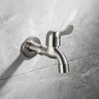 Stainless Steel Wall Mounted Outdoor Tap Brushed Garden Tap with Hose Connector Option Washing Machine Tap for Garden | Balcony and Utility Room