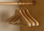 Wide Shoulder Wooden Coat Hangers Set of Two Natural Camphor Wood Suit Hangers and Trouser Hangers with Clips for Wardrobe | Jackets and Coats