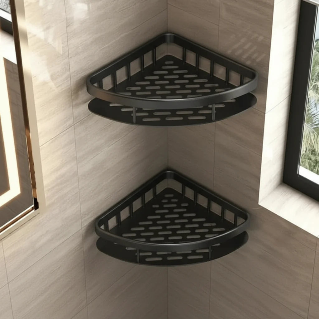 Adhesive Bathroom Shelf Drill-Free Shower Caddy Stainless Steel Wall Shelf Organiser for Shampoo and Toiletries