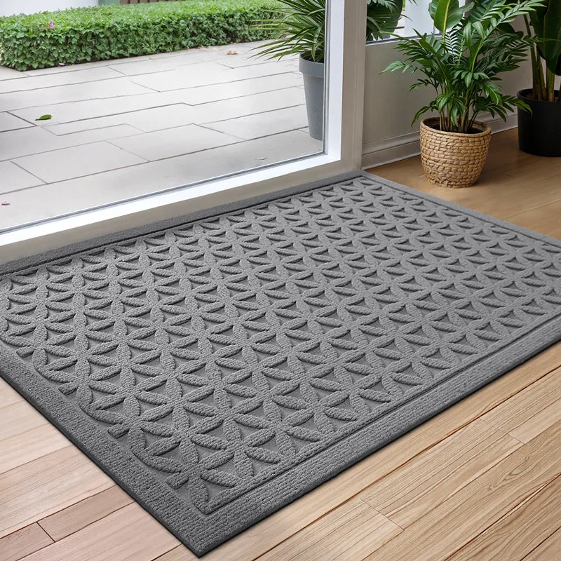 Absorbent Door Mat Non Slip Indoor Outdoor Entrance Mat Woven Polyester Doormat with Rubber Backing Dirt Trapping Mat for Front Door | Hallway