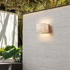 Minimalist Travertine Stone Outdoor LED Wall Light With Natural Cave Stone Shade