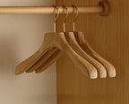 Wide Shoulder Wooden Coat Hangers Set of Two Natural Camphor Wood Suit Hangers and Trouser Hangers with Clips for Wardrobe | Jackets and Coats