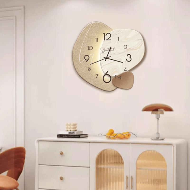 Silent Scandinavian Wall Clock Modern Abstract Decorative Clock with Quiet Movement for Living Room Bedroom and Office
