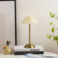 Rechargeable Table Lamp Pleated Fabric Shade Cordless Bedside Lamp with Iron Base Scandinavian Battery Lamp for Bedroom | Living Room and Dining Table