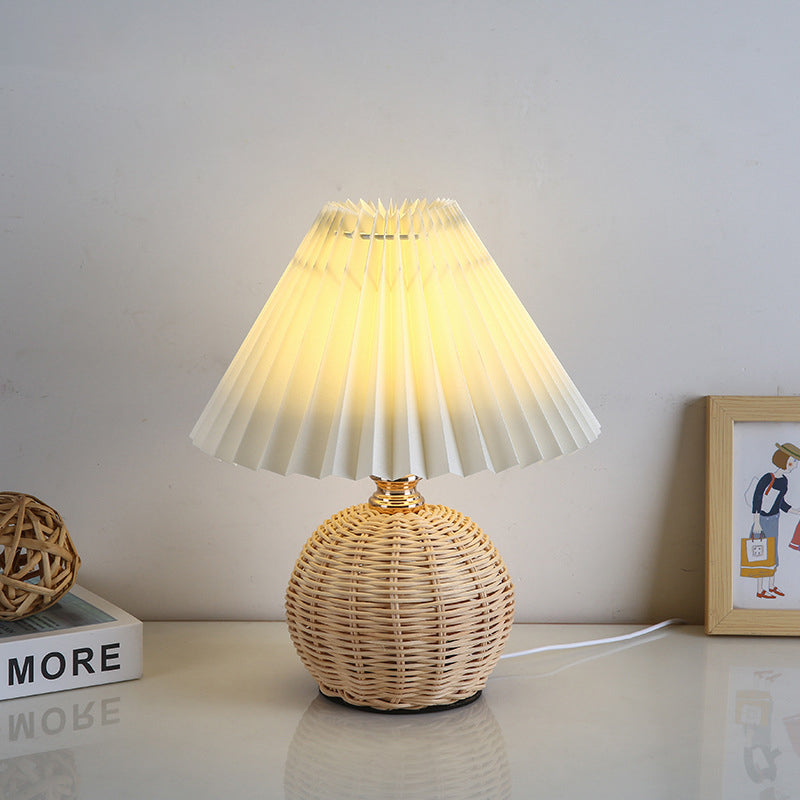 Bohemian Rattan Table Lamp With Tri-Colour Warm Light in Beige — Ashbury Home & Living