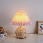 Bohemian Rattan Table Lamp With Tri-Colour Warm Light in Pink — Ashbury Home & Living