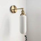 Vintage Brass Wall Light With Ceramic Detailing in C - Straight Arm — Ashbury Home & Living