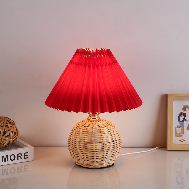 Bohemian Rattan Table Lamp With Tri-Colour Warm Light in Red — Ashbury Home & Living