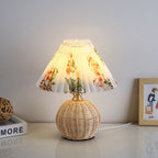 Bohemian Rattan Table Lamp With Tri-Colour Warm Light in Flower — Ashbury Home & Living