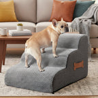 Soft Foam Dog Steps for Bed and Sofa Non Slip Pet Stairs with Washable Pineapple Velvet Cover and Gentle Incline | Small and Older Dogs
