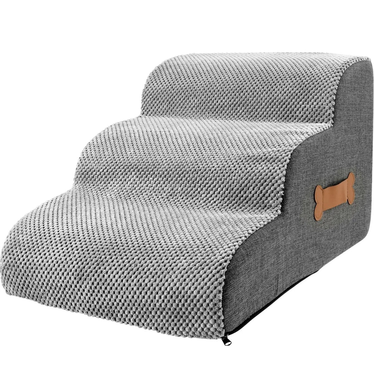 Soft Foam Dog Steps for Bed and Sofa Non Slip Pet Stairs with Washable Pineapple Velvet Cover and Gentle Incline | Small and Older Dogs