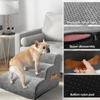 Soft Foam Dog Steps for Bed and Sofa Non Slip Pet Stairs with Washable Pineapple Velvet Cover and Gentle Incline | Small and Older Dogs