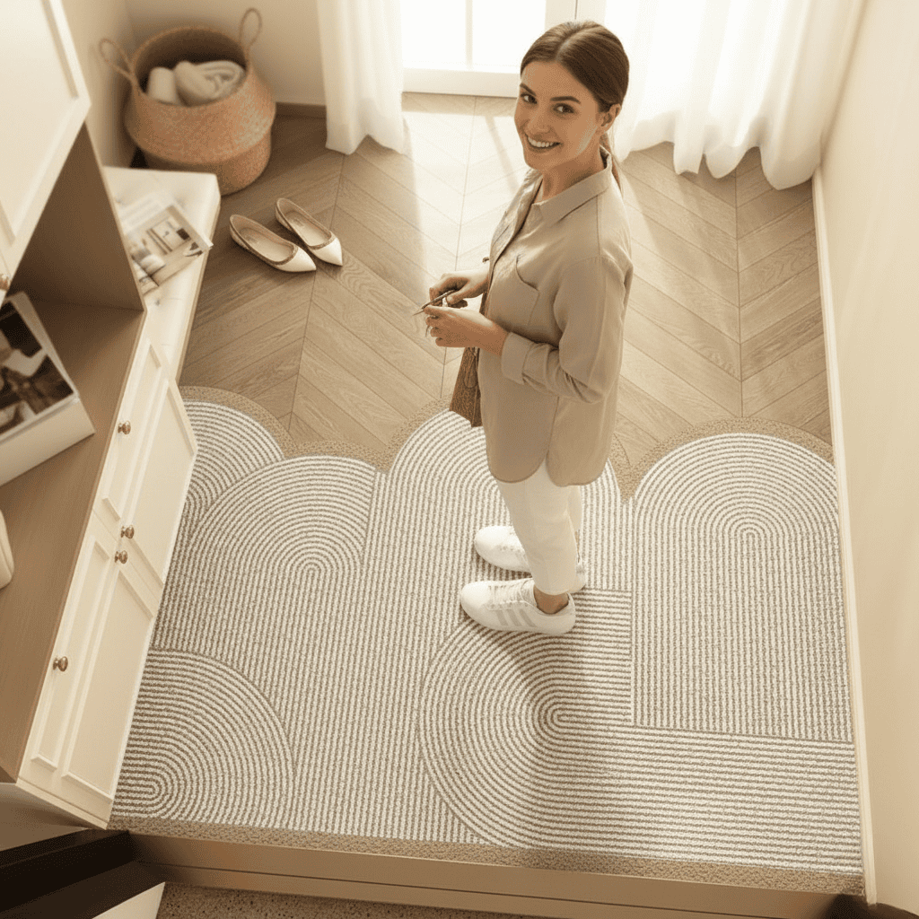 Non-Slip Washable Entrance Door Mat Dirt Trapping PVC Coil Indoor Doormat Quick-Drying Hallway Mat for High-Traffic Areas