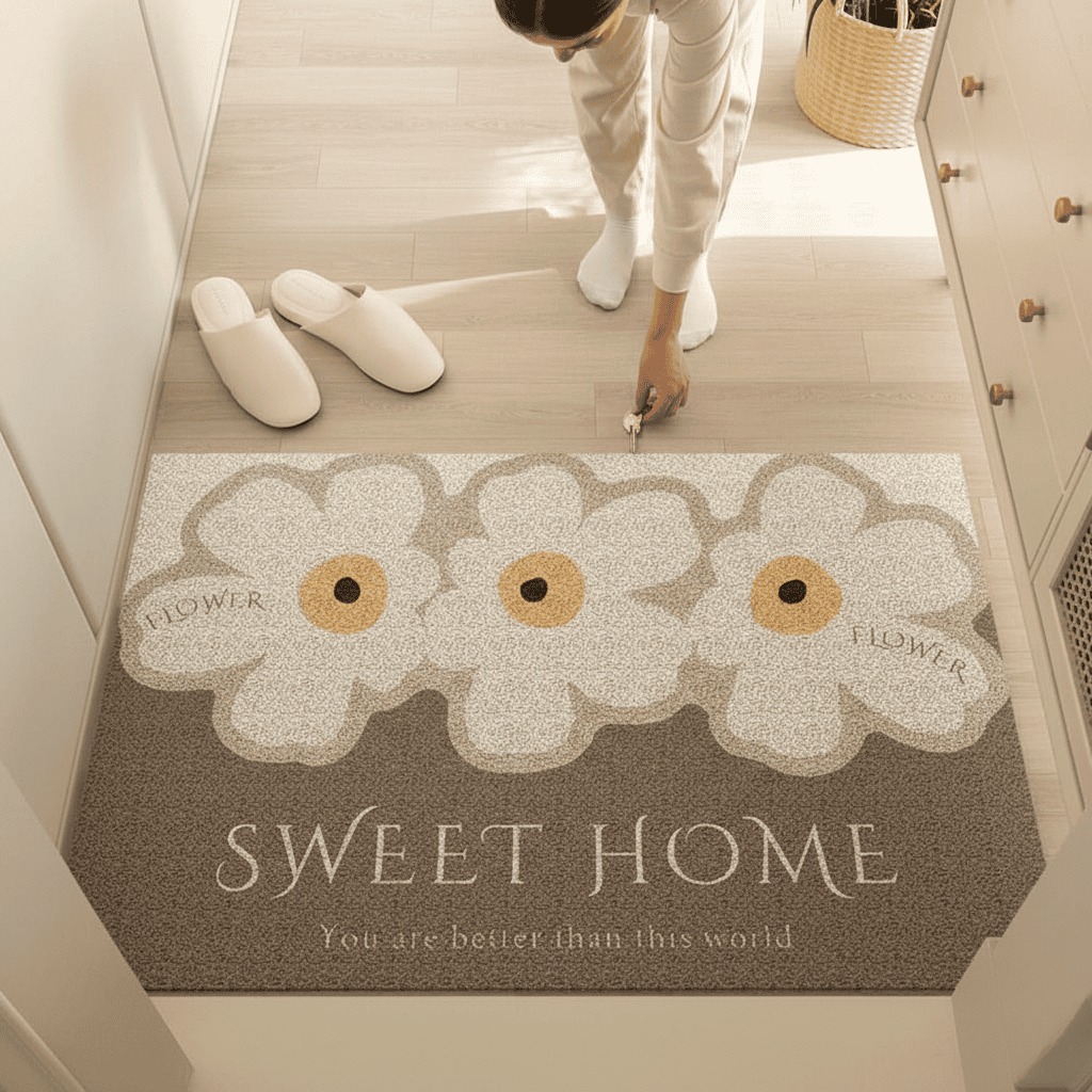 Non-Slip Washable Entrance Door Mat Dirt Trapping PVC Coil Indoor Doormat Quick-Drying Hallway Mat for High-Traffic Areas