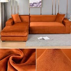 Velvet Stretch Sofa Cover Elastic Non-Slip Plush Couch Slipcover Soft Machine Washable Furniture Protector for Living Room