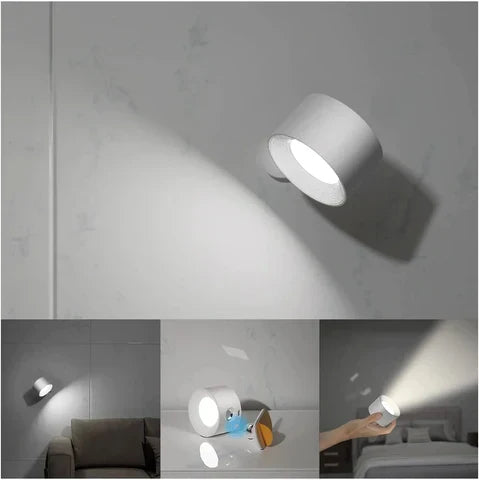 Cordless LED Wall Light Rechargeable Magnetic Wall Lamp with Rotating Head Dimmable Touch or Remote Control for Bedroom | Hallway and Stairs