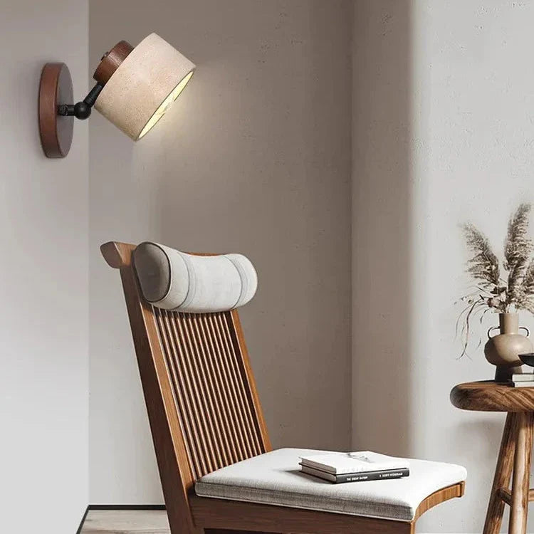 Travertine Stone LED Wall Light Sconce Hardwired with E27 Bulb for Reading