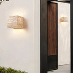Minimalist Travertine Stone Outdoor LED Wall Light With Natural Cave Stone Shade