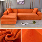 Velvet Stretch Sofa Cover Elastic Non-Slip Plush Couch Slipcover Soft Machine Washable Furniture Protector for Living Room