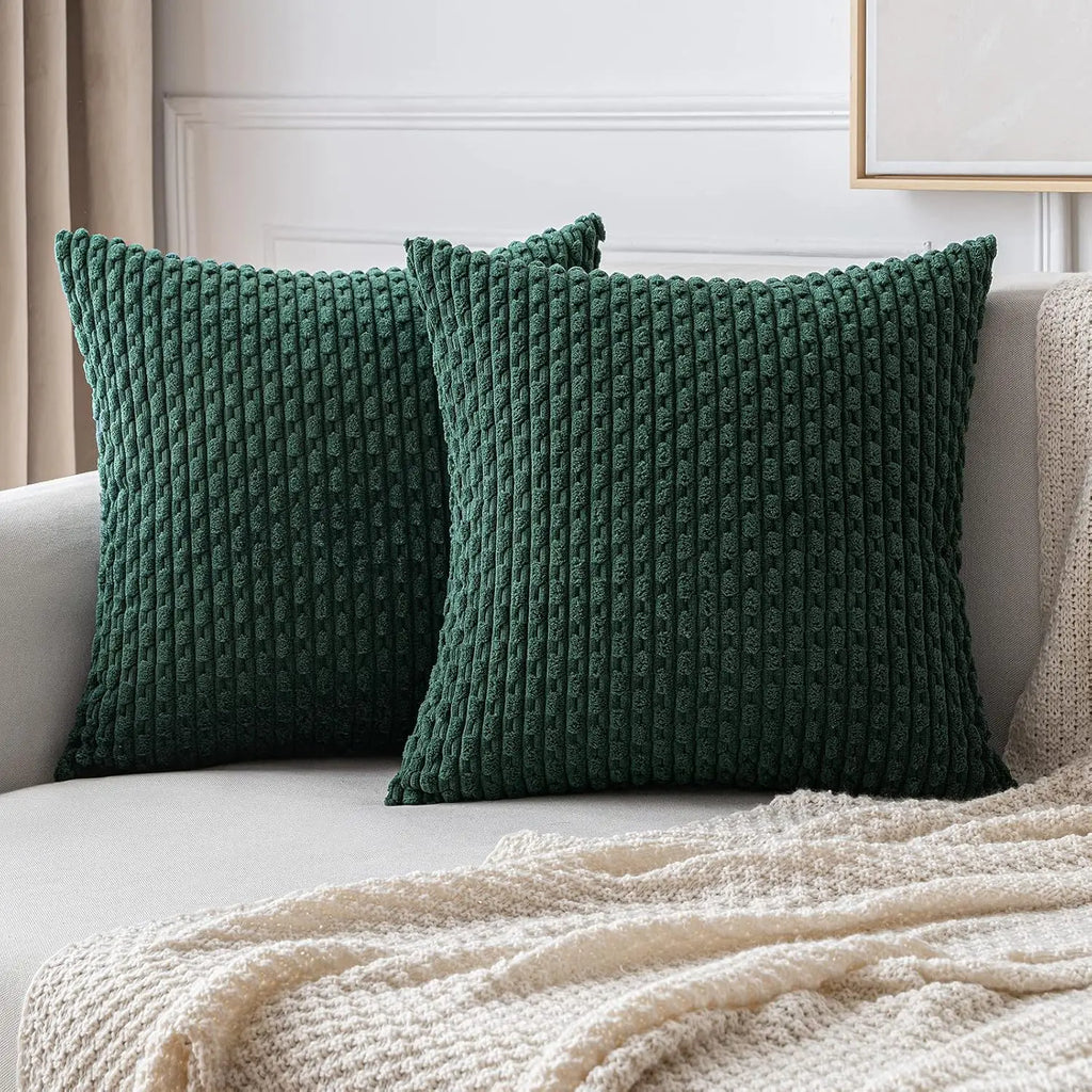 Corduroy Cushion Cover Soft Ribbed Boho Throw Pillow Cover with Hidden Zip Textured Striped Pillowcase for Sofa | Bed and Armchair