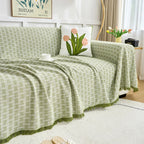 Extra Large Reversible Sofa Cover Soft Washable Woven Sofa Throw with Tassel Fringe for High Back Sofas and Large Couches