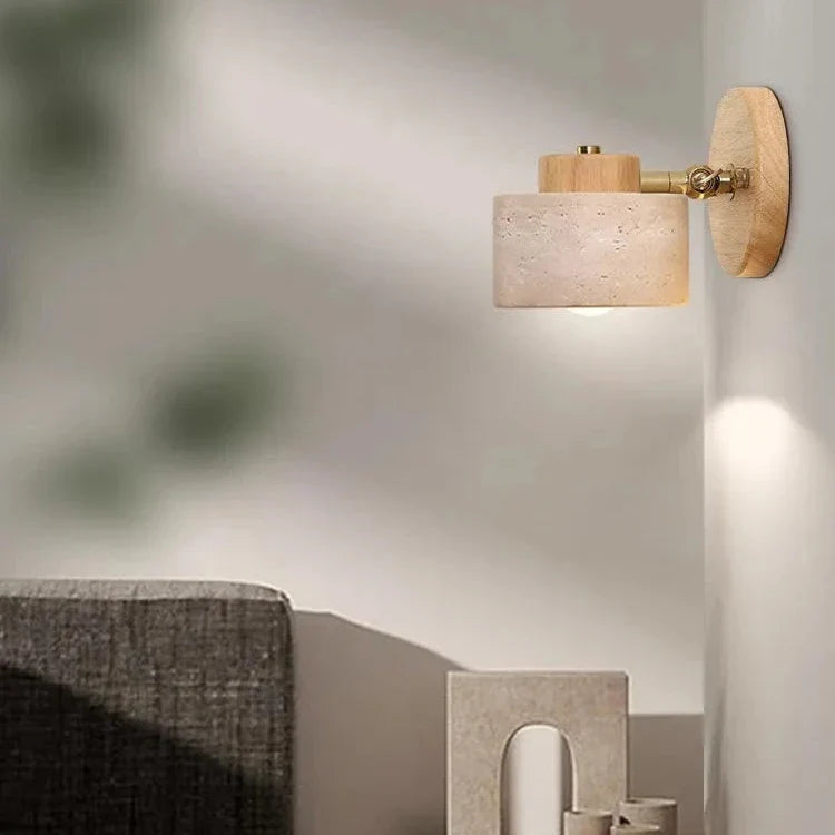 Travertine Stone LED Wall Light Sconce Hardwired with E27 Bulb for Reading
