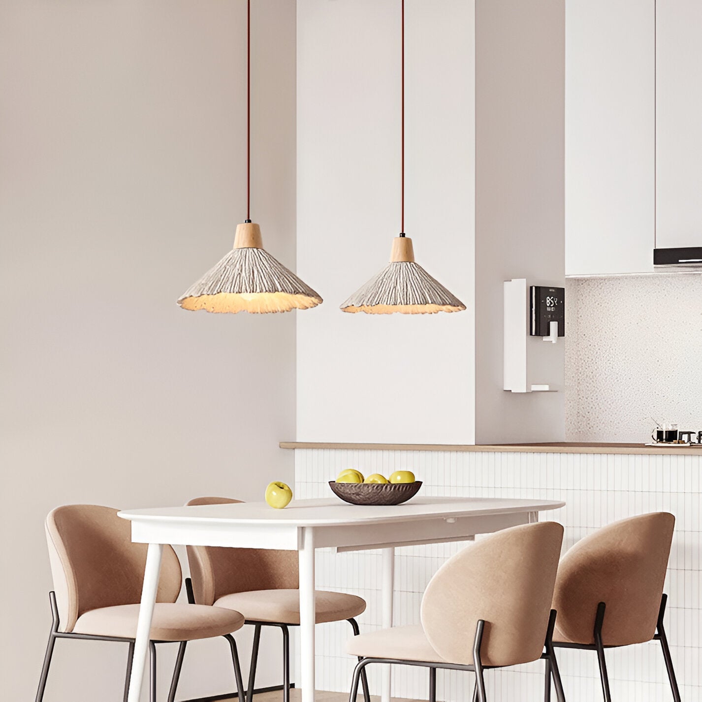 Cream Wabi-Sabi Cement Pendant Light With E27 LED Light
