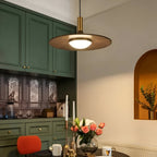Nordic Walnut Wood Disc Pendant Light With Adjustable Cord
