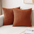 Corduroy Cushion Cover Soft Ribbed Boho Throw Pillow Cover with Hidden Zip Textured Striped Pillowcase for Sofa | Bed and Armchair