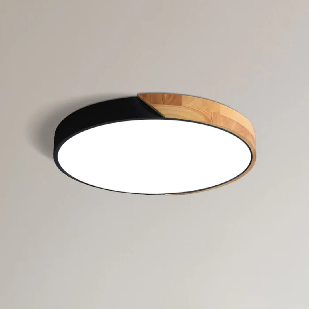 Scandinavian Wood Flush Mount Ceiling Light With LED Light