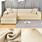 Velvet Stretch Sofa Cover Elastic Non-Slip Plush Couch Slipcover Soft Machine Washable Furniture Protector for Living Room