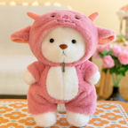 Plush Teddy Bear in Animal Costume Soft Cuddly Toy Bear with Zip Up Hooded Outfit Panda | Unicorn | Rabbit | Dinosaur and More Designs for Children