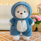 Plush Teddy Bear in Animal Costume Soft Cuddly Toy Bear with Zip Up Hooded Outfit Panda | Unicorn | Rabbit | Dinosaur and More Designs for Children