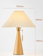 Japanese Wooden Table Lamp With Pleated Fabric Shade