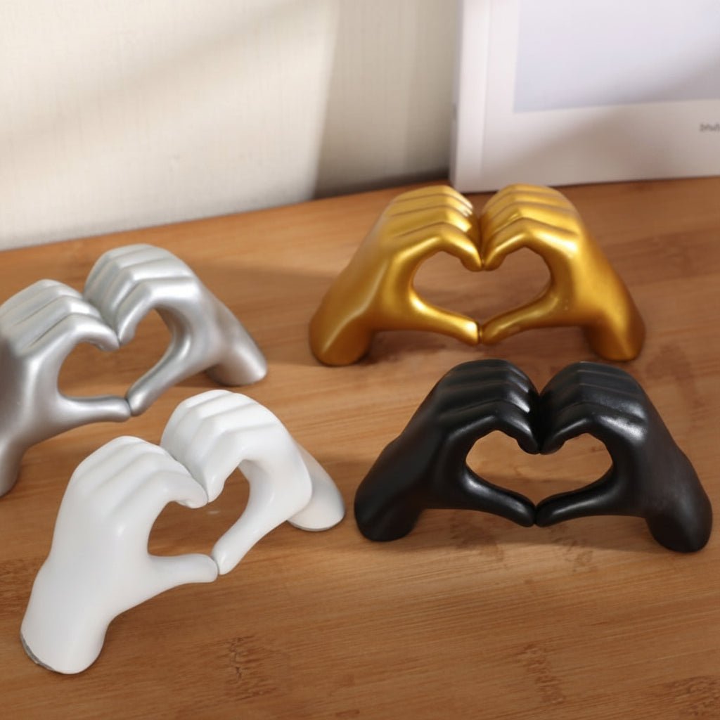 Heart Hands Sculpture Resin Decorative Figurine Modern Love Statue Ornament for Living Room, Bedroom and Shelf Decor