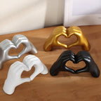 Heart Hands Sculpture Resin Decorative Figurine Modern Love Statue Ornament for Living Room, Bedroom and Shelf Decor