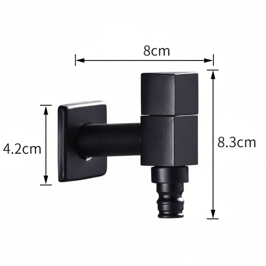 Matte Black Wall Mounted Outdoor Tap Solid Brass Garden Tap with Hose Connector Option Washing Machine Tap for Kitchen | Bathroom and Balcony